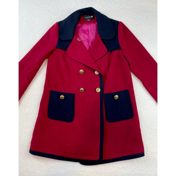 FOREVER 21 Wool Pea Coat in Red - Size 